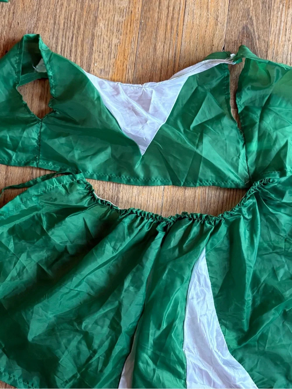 SMALL - Halloween cheer Green & White Dog Dress Pet Costume - up to 15 pound dog